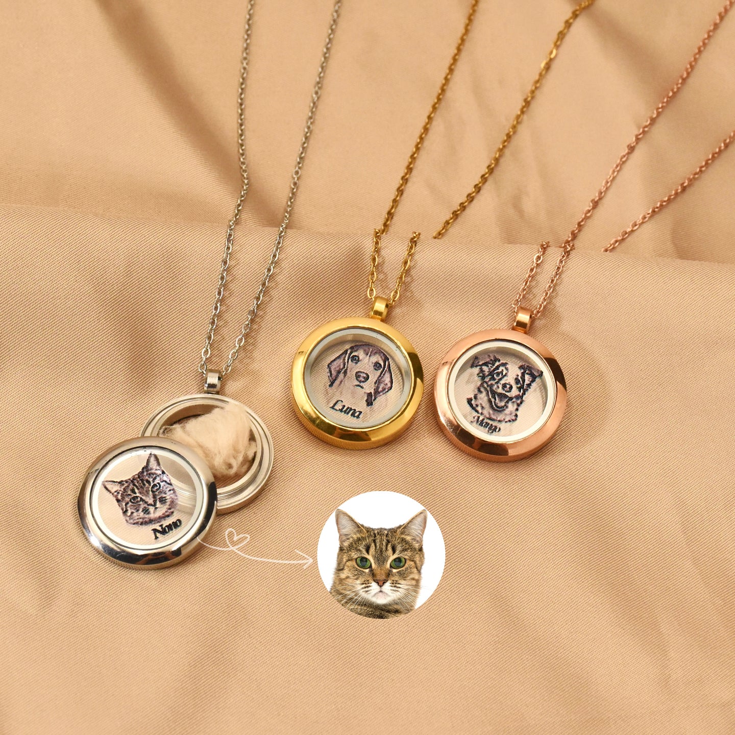 Custom Pet Fur Jewelry Keepsake Necklace